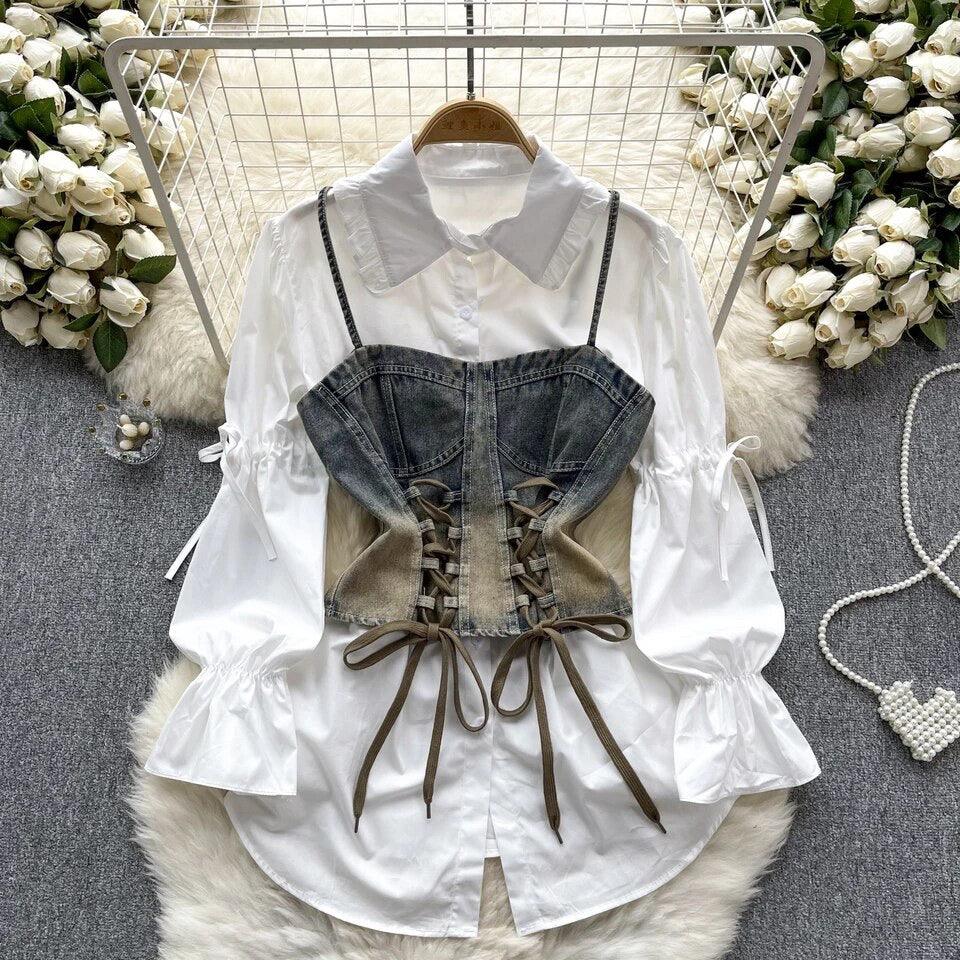 【Ameri VINTAGE】BUSTIER LAYERED SHIRT Ameri VINTAGE - Ameri VINTAGE BUSTIER LAYERED SHIRTの通販 by