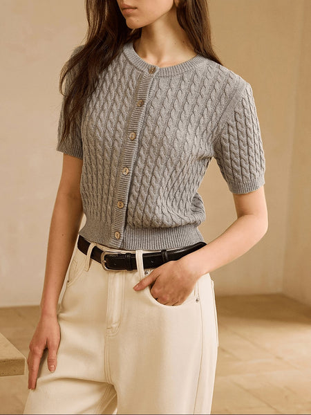 Selene Winter Knit Top In Grey
