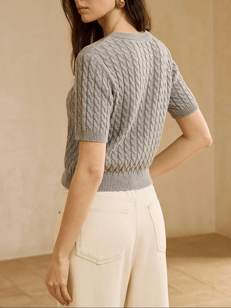 Selene Winter Knit Top In Grey