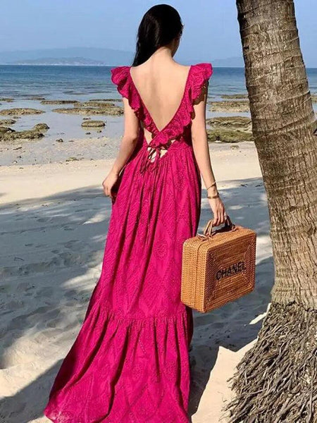 Saz Summer Maxi Dress in Pink - Alamode By Akanksha