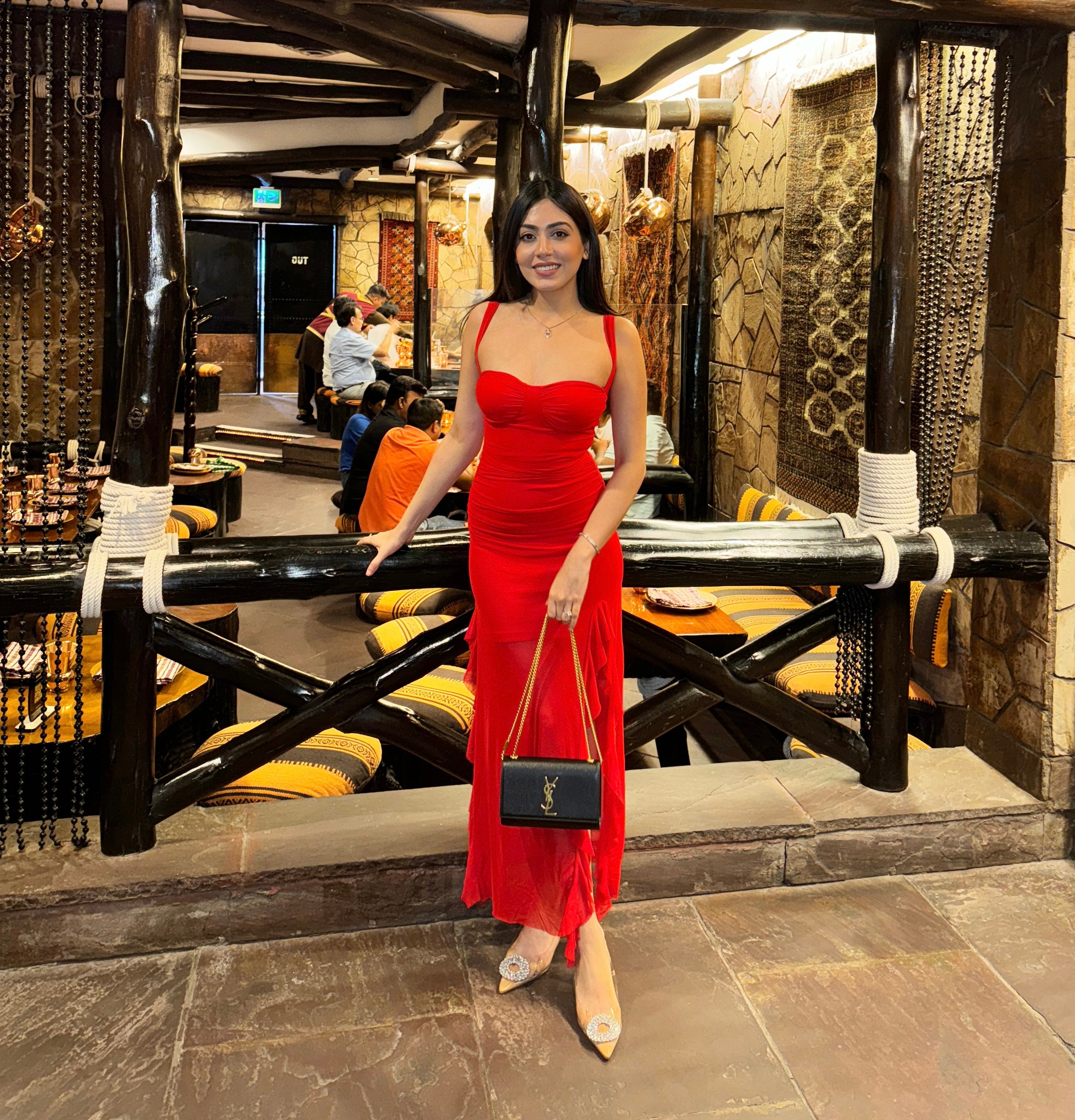 cougar red dress Buy Cougar Ruffled Bodycon Maxi Dress Online in India