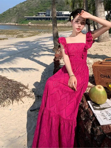 Saz Summer Maxi Dress in Pink - Alamode By Akanksha