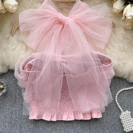 Lorre Summer Tops with Inbuilt Bra In Black