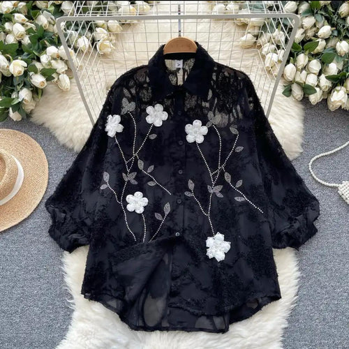 Levi Oversized Rhinestone Shirt In Black