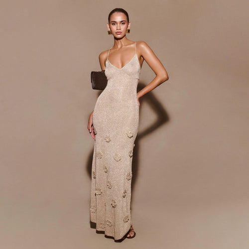 Adeloi Luxe Premium Maxi Dress In Sliver