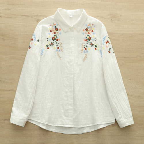 Faina Statement Cotton Shirt In White
