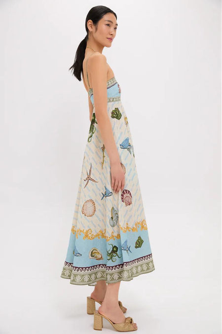 Aralia Printed Summer Dress In Off-White