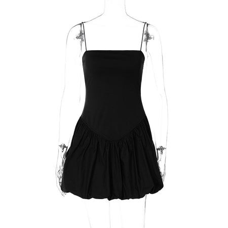 Semena Statement Balloon Dress In Black