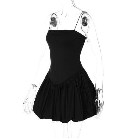 Semena Statement Balloon Dress In Black