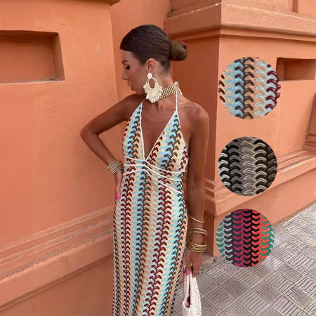 Reba Soft Crochet Dress In Multicolor