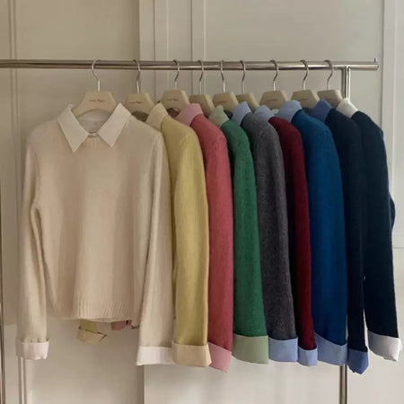 Ambre Statement Shirt With Attached Sweater In Off-White