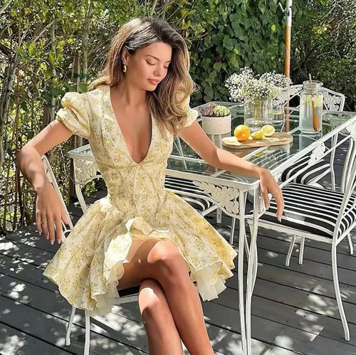 Vironica Floral Summer Dress In Yellow