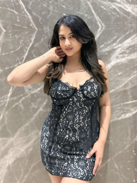 Celestia Lace Dress in Black