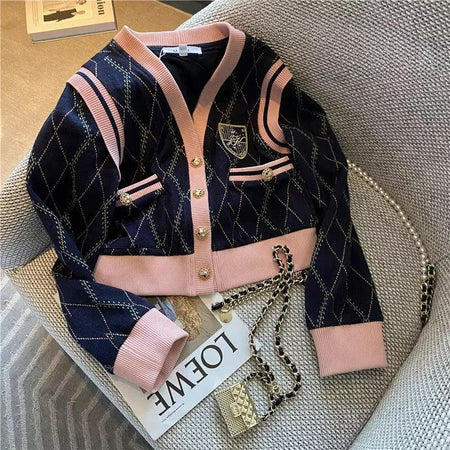 Quinn Woolen Coord Set In Navy Blue