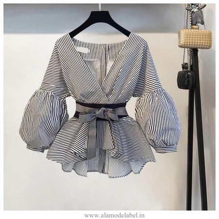 Luxury Bubble Sleeve Top with Pants - Alamode By Akanksha