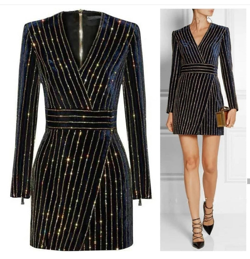 Sequined Celeb Dress in black, a party mini dress - Miss Mosa