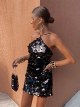 Zola Halterneck Sequined Dress - Alamode By Akanksha