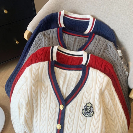 Luisa Woolen Cardigan In Navy Blue