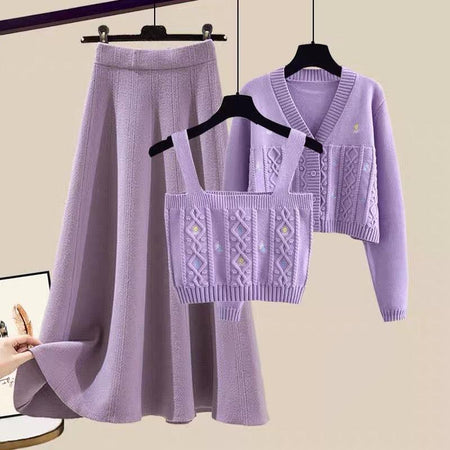 Purple and Purple - Lilac Mist Woolen 3 Pc Coord Set