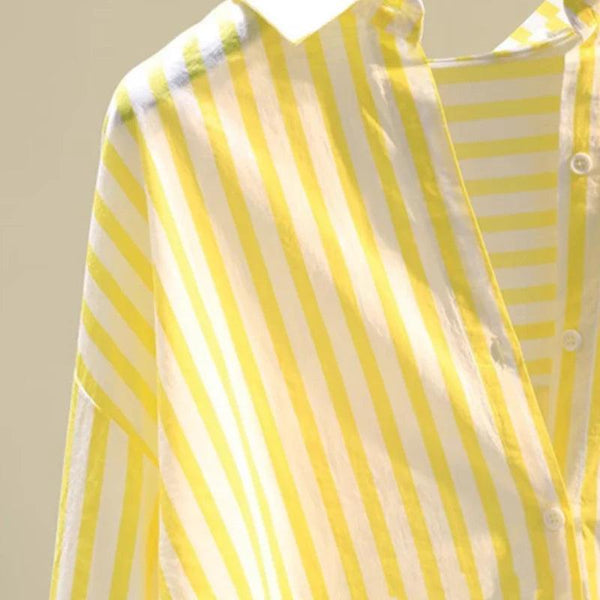 Lotus Striped Summer Oversized Shirt - Alamode By Akanksha