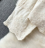 Fory Premium Embroidered Cotton Shirts In Beige