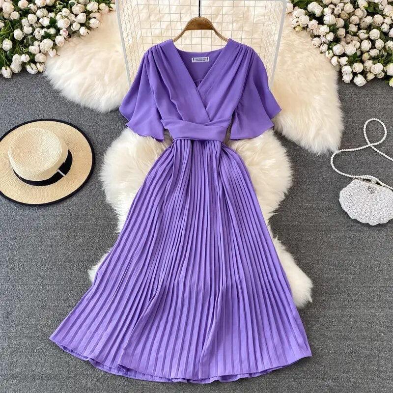 Terry Pleated Luxe Summer Dress - Alamode By Akanksha