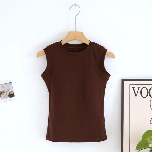 Joyce Tank Tops with Inbuilt Bra In Brown