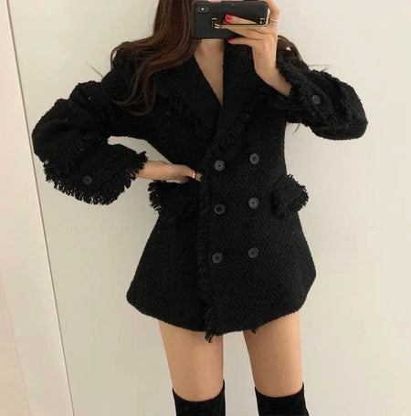 Jamie Tweed 2 Pc Set - Blazer and Skirt In Black