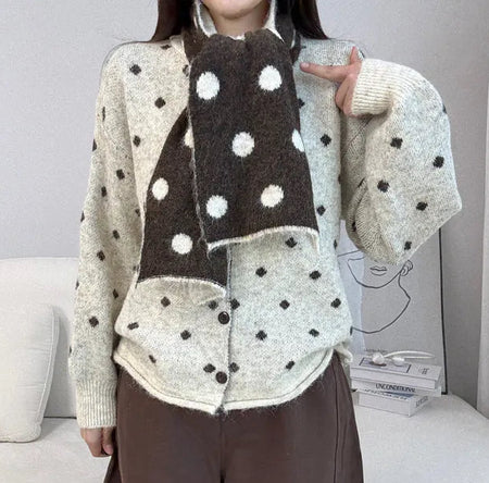 Maristella Printed Cardigan With Scraf