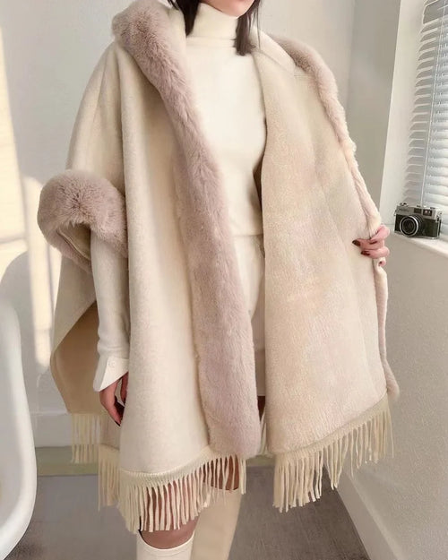 Amelia Fleece Winter Capes With Fur Cap