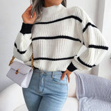 Zuma Striped Sweater in White - Alamode By Akanksha