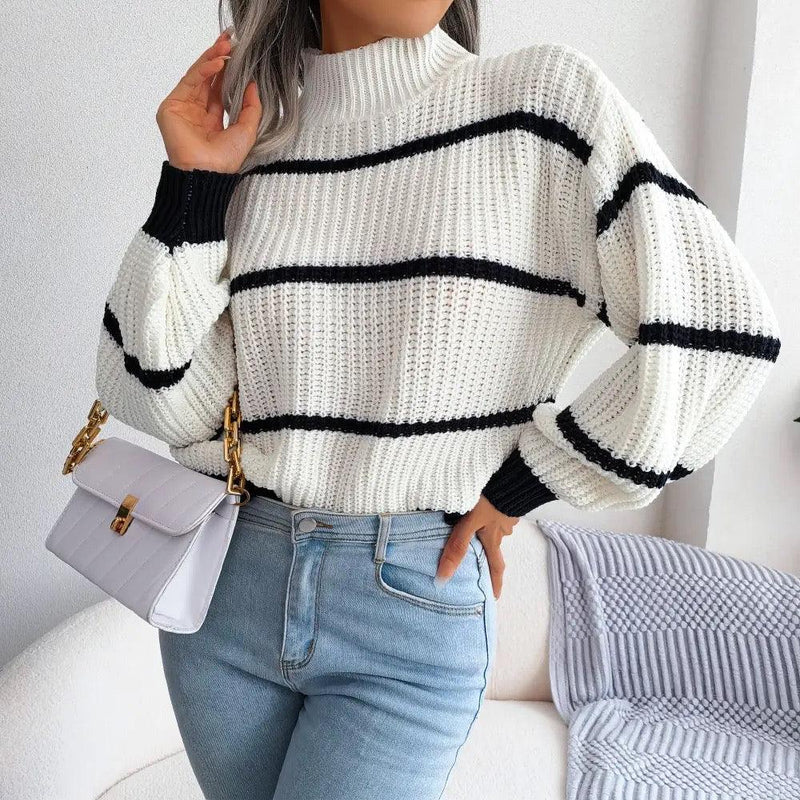 Zuma Striped Sweater in White - Alamode By Akanksha