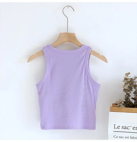 Luked Tank Tops with Inbuilt Bra In Lilac