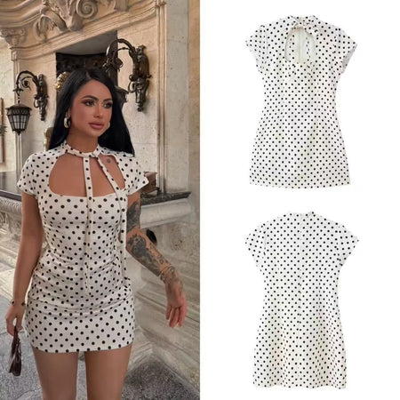 Lina Knot Polka Mini Dress