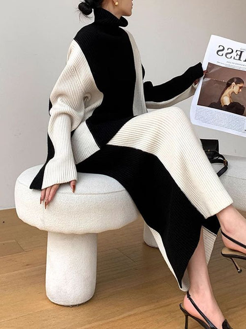 Belenza Colorblock Corrd Skirt Set