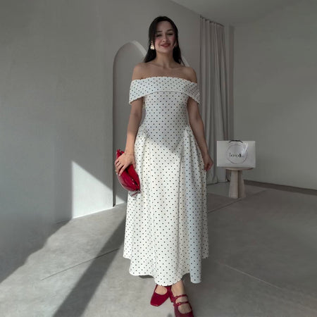 Giulia Drop Waist Polka Midi Dress
