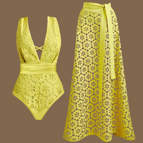 Delphina Cutout Swimsuit With Skirt