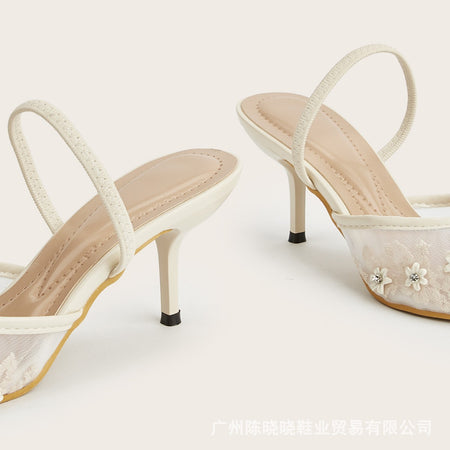 Ollay Pointed Embroidered Beads Heels