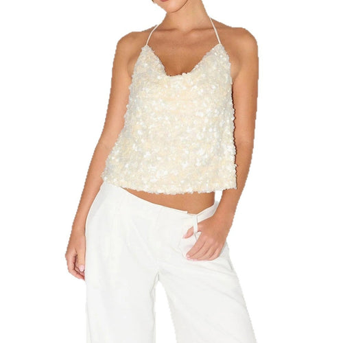 Vee Sequin Cowl Top