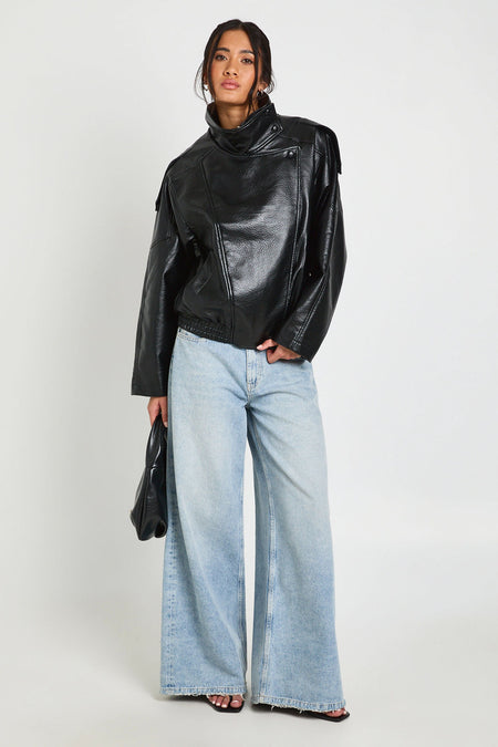 Knox Textured PU Leather Jacket