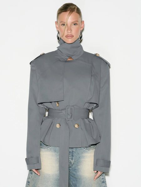 Jett Double Breasted Short Trench Coat With Belt