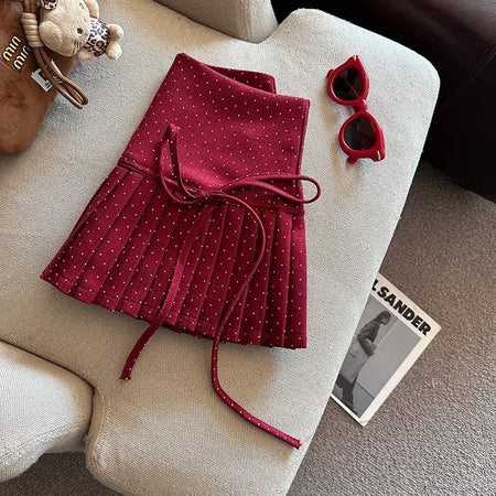 Billie Pleats Bow Polka Skorts
