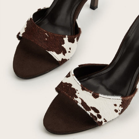 Sora Cow Printed Pointed Toe Stiletto Heels