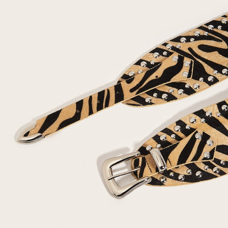 Paris Leopard Punk Rivet Belt
