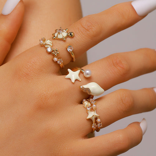 Isa 4Pcs Sea Shell Ring Set
