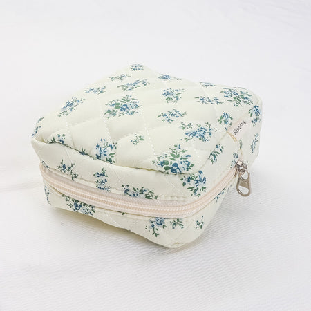 Florie 2 Pcs Quilted Floral Makeup Pouch