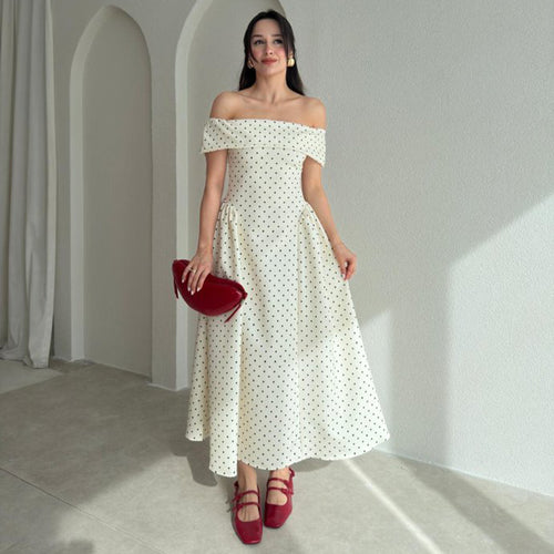 Giulia Drop Waist Polka Midi Dress