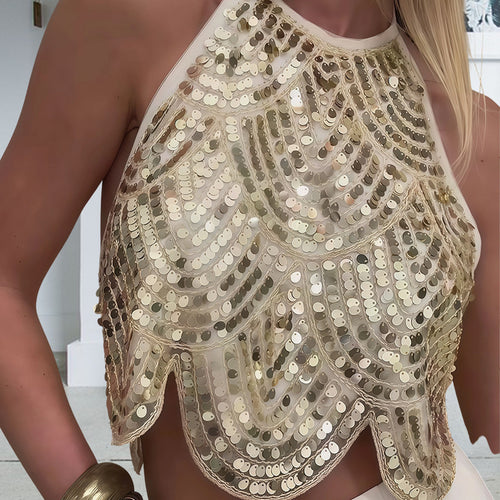 Camille Halterneck Sequin Top
