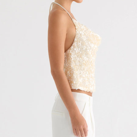 Vee Sequin Cowl Top