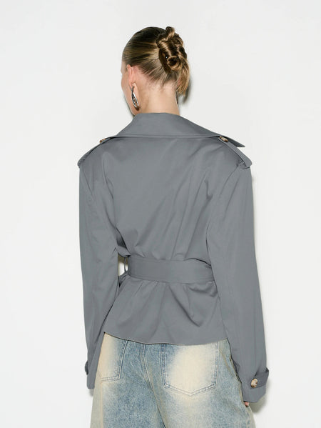Jett Double Breasted Short Trench Coat With Belt